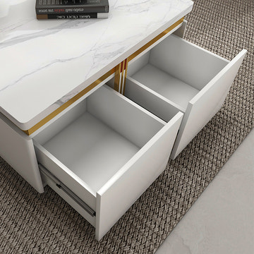 Sophie Common Luxury Small White Square Coffee Table with storage Drawers