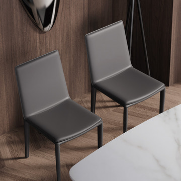 Thomas Modern Gray Upholstered Saddle Leather Set of 2 Dining Chair