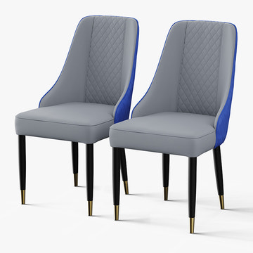 Thomas Modern Upholstered PU Leather Blue Gray Dining Chair Set 2