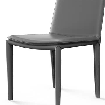 Thomas Modern Gray Upholstered Saddle Leather Set of 2 Dining Chair