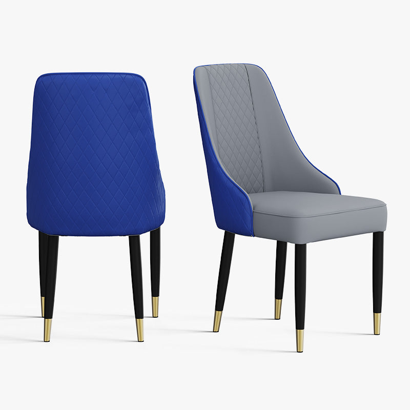Upholstered Leather Blue Gray Dining Chair Set 2 | Aliving