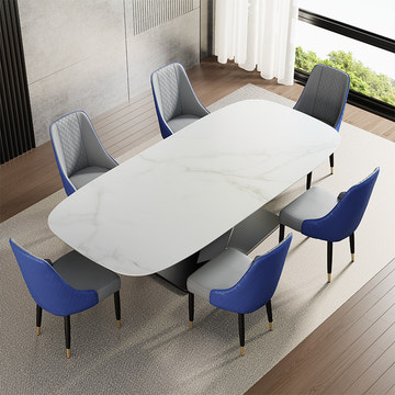 Thomas Modern Upholstered PU Leather Blue Gray Dining Chair Set 2