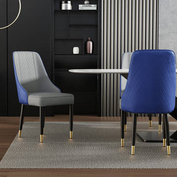Thomas Modern Upholstered PU Leather Blue Gray Dining Chair Set 2