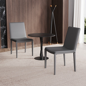 Thomas Modern Gray Upholstered Saddle Leather Set of 2 Dining Chair