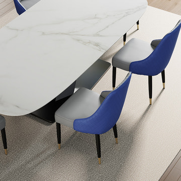 Thomas Modern Upholstered PU Leather Blue Gray Dining Chair Set 2