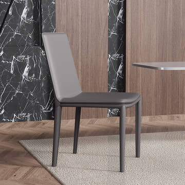 Thomas Modern Gray Upholstered Saddle Leather Set of 2 Dining Chair