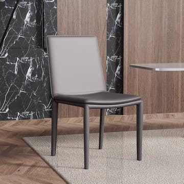 Thomas Modern Gray Upholstered Saddle Leather Set of 2 Dining Chair