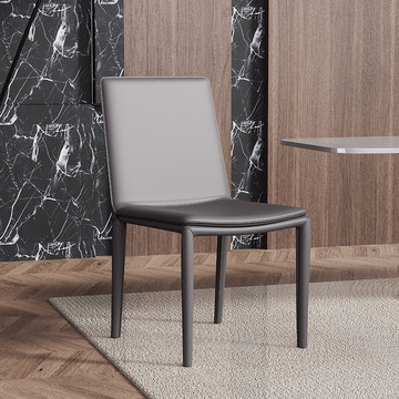 Thomas Modern Gray Upholstered Saddle Leather Set of 2 Dining Chair