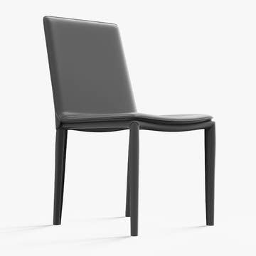 Thomas Modern Gray Upholstered Saddle Leather Set of 2 Dining Chair