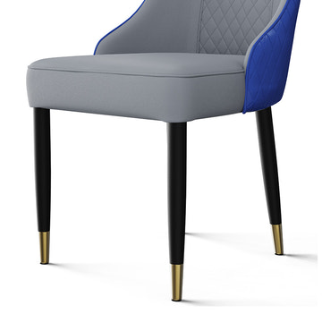 Thomas Modern Upholstered PU Leather Blue Gray Dining Chair Set 2