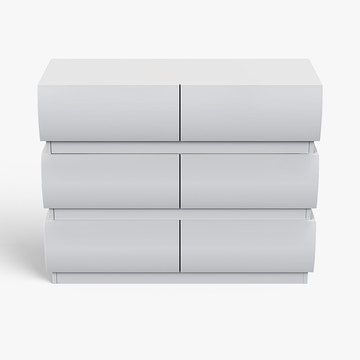 Kelly Nordic Small Space Dresser with Rounded-Front Drawers for Bedroom