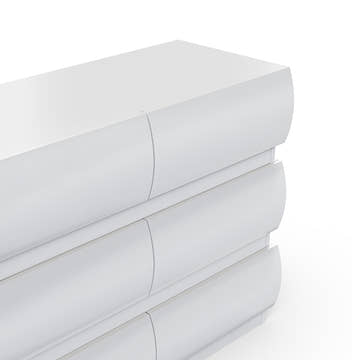 Kelly Nordic Small Space Dresser with Rounded-Front Drawers for Bedroom