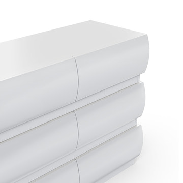 Kelly Nordic Small Space Dresser with Rounded-Front Drawers for Bedroom