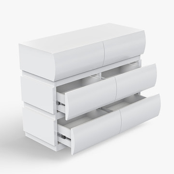 Kelly Nordic Small Space Dresser with Rounded-Front Drawers for Bedroom