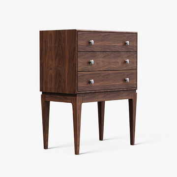 Miya Japandi Tall Leg Walnut Wood Small Sideboard with Drawers