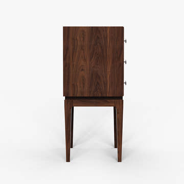 Miya Japandi Tall Leg Walnut Wood Small Sideboard with Drawers