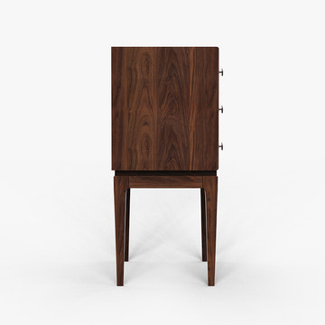 Miya Japandi Tall Leg Walnut Wood Small Sideboard with Drawers