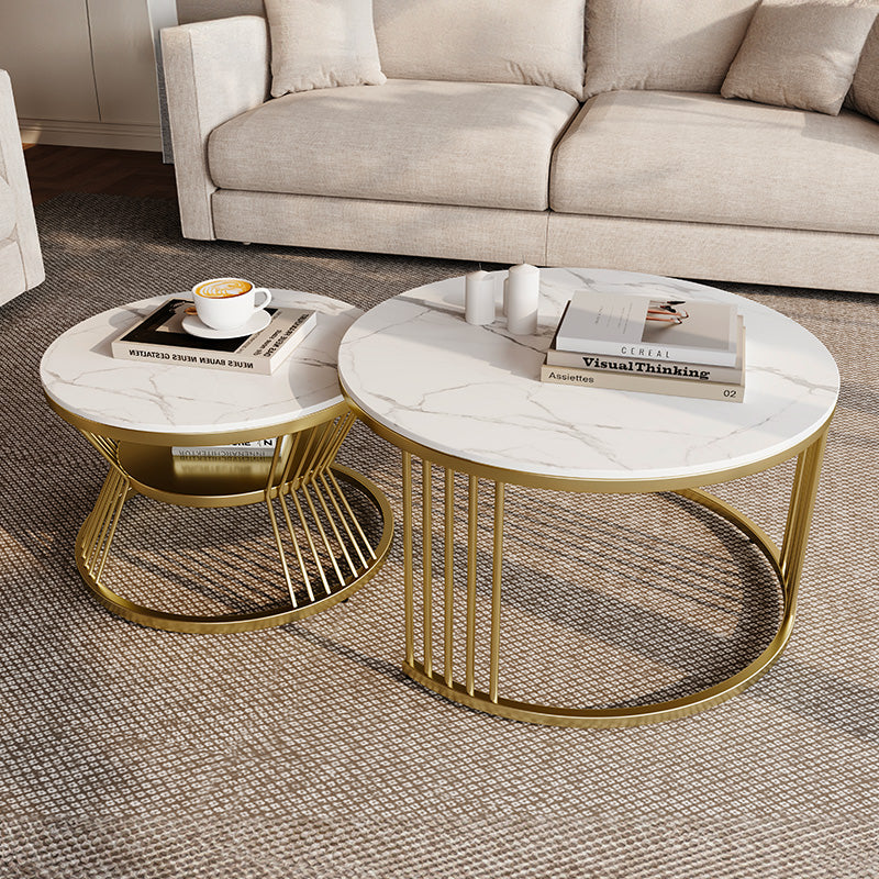 Eden Common Luxury Modern Round Nesting 2 Tier Coffee Table