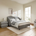 Kelly Nordic Velvet Upholstered Bed with Cloud Headboard — Queen Size