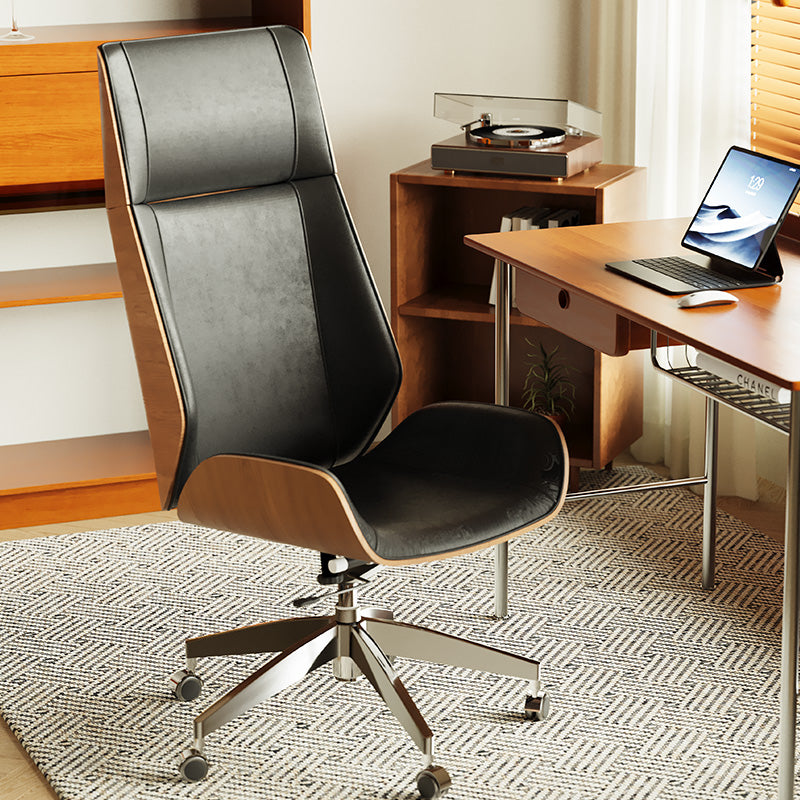 PU Leather Counter Height Swivel Office Chair | Aliving Home Japandi