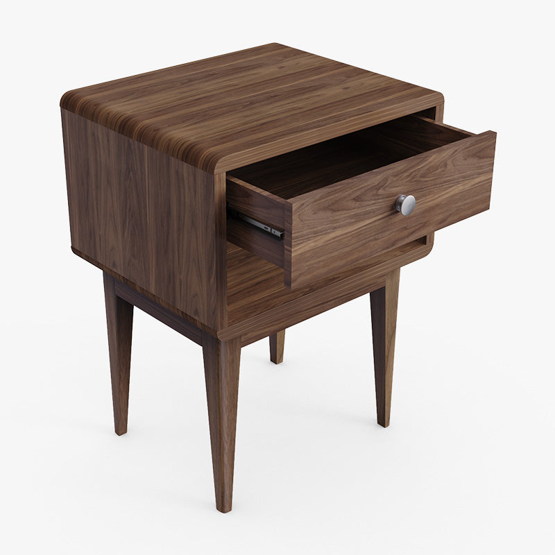 Solid Wood Walnut Bedside Table | Aliving Home Japandi Nightstand