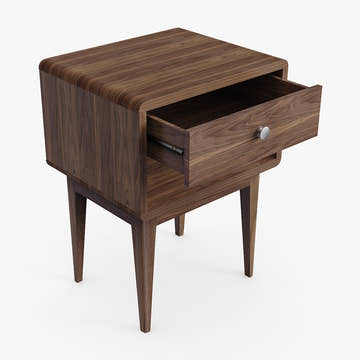 Miya Japandi Solid Wood Walnut Bedside Table with Storage