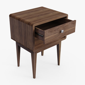 Miya Japandi Solid Wood Walnut Bedside Table with Storage