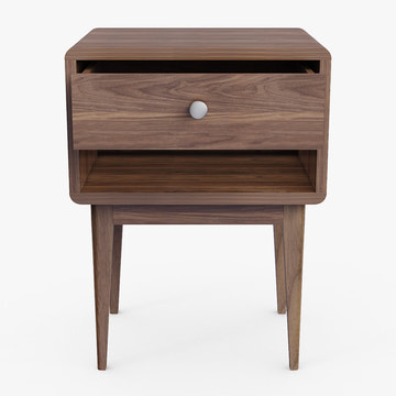 Miya Japandi Solid Wood Walnut Bedside Table with Storage