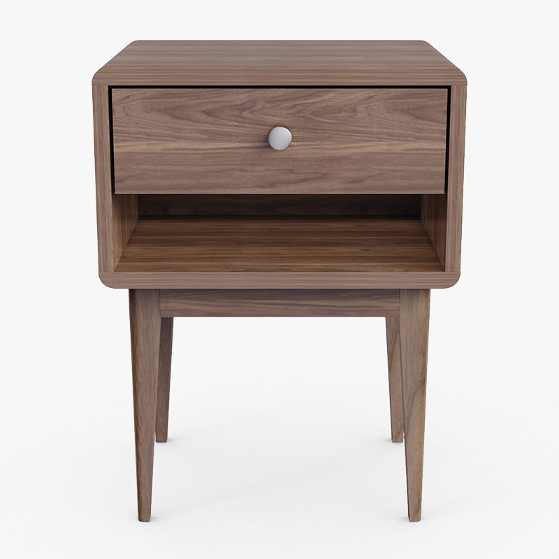 Solid Wood Walnut Bedside Table | Aliving Home Japandi Nightstand