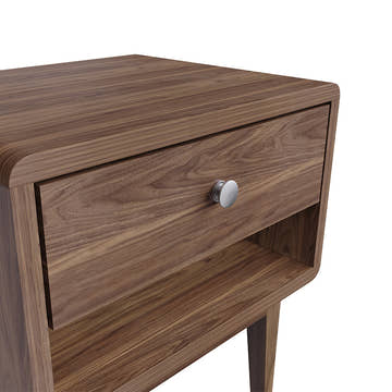 Miya Japandi Solid Wood Walnut Bedside Table with Storage