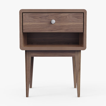Miya Japandi Solid Wood Walnut Bedside Table with Storage