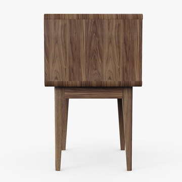 Miya Japandi Solid Wood Walnut Bedside Table with Storage