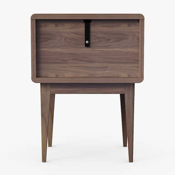 Miya Japandi Solid Wood Walnut Bedside Table with Storage