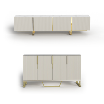 Cassandra Common Luxury Off White Large Media Console & Sideboard Set