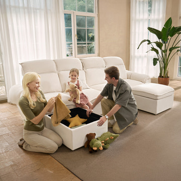 CloudCubo 3-Seat Modular Power Reclining Sectional Sofa with Ottoman