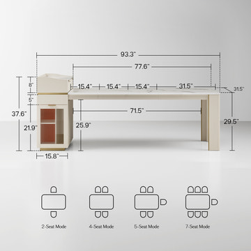 Selene Modern Extendable Dining Table & 4 Chairs Set with Light and Storage
