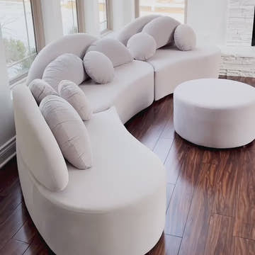 Elina Nordic Gray 7 Seater Curved Sectional Sofa & Couch