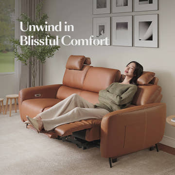 AeroStretch Massage Edition Power Leather Reclining Sofa with Adjustable Headrest