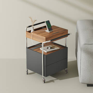 CubeMove Multifunctional Side Table with Storage and Power Strip