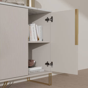 Cassandra Common Luxury 59.1 Inch White Sideboard Modern Buffet Table with Storage