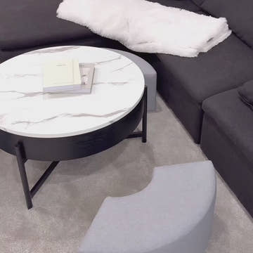 Thomas Modern Round Lift-Top Coffee Table with Storage and Ottoman