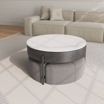 Thomas Modern Round Lift-Top Coffee Table with Storage and Ottoman