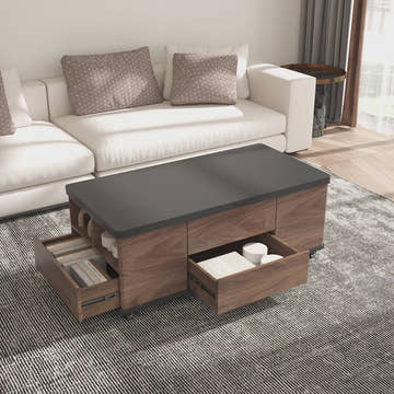 George Modern Lift Top Coffee Table with Storage Drawers