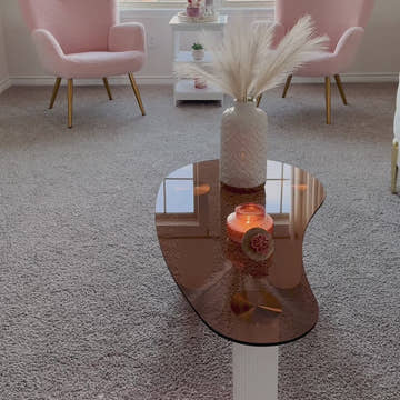 Kelly Nordic Tempered Glass Coffee Table with Three Legs