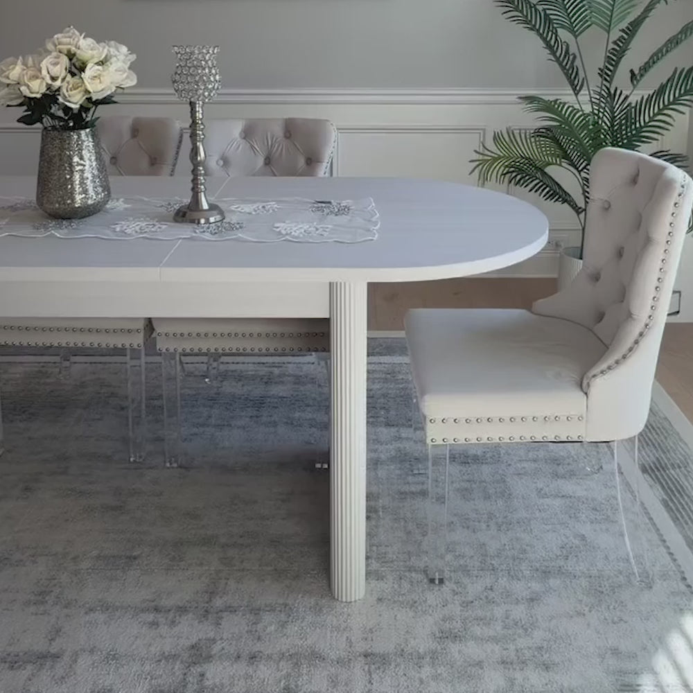 Todd Japandi Extendable Oval Wood Fluted Dining Table Seats 4–6 (63