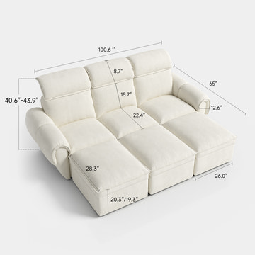 CloudCubo 6-Piece Pit-Sectional | Zero Wall Hugger Sectional Sofa