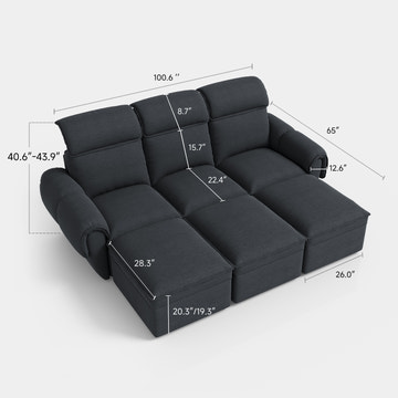 CloudCubo 6-Piece Pit-Sectional | Zero Wall Hugger Sectional Sofa