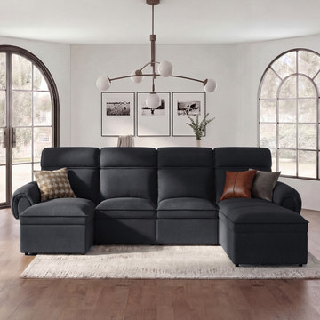 CloudCubo 7-Piece U-Shape Zero Wall Hugger Sectional Sectional