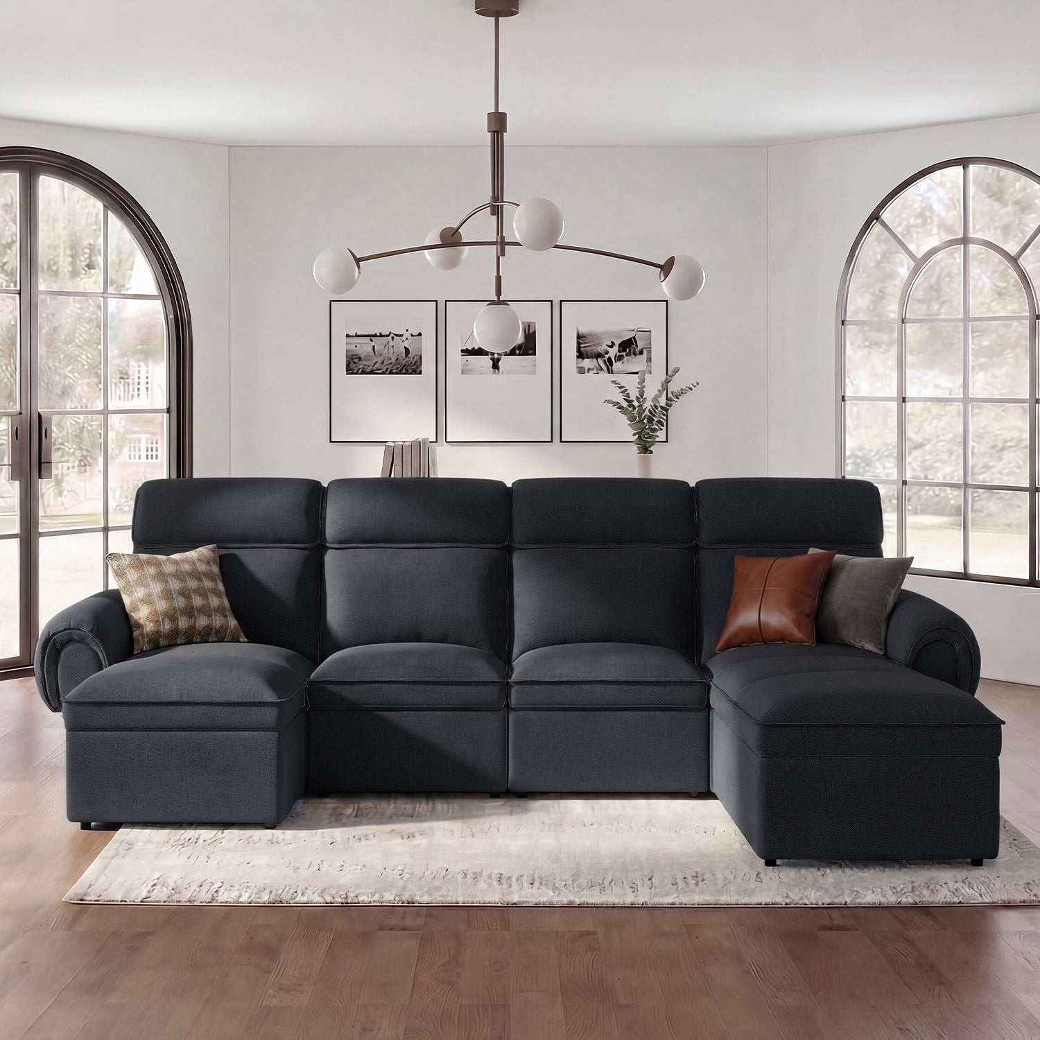 CloudCubo 7-Piece U-Shape Zero Wall Hugger Reclining Sectional