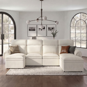 CloudCubo 7-Piece U-Shape Zero Wall Hugger Sectional Sectional